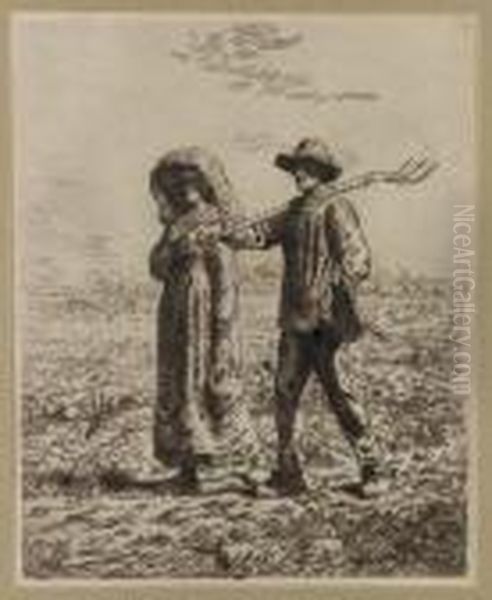 Depart Pour Le Travail Oil Painting by Jean-Francois Millet