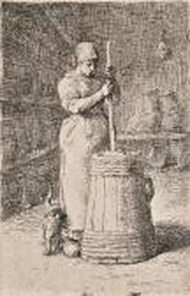 La Baratteuse Oil Painting by Jean-Francois Millet