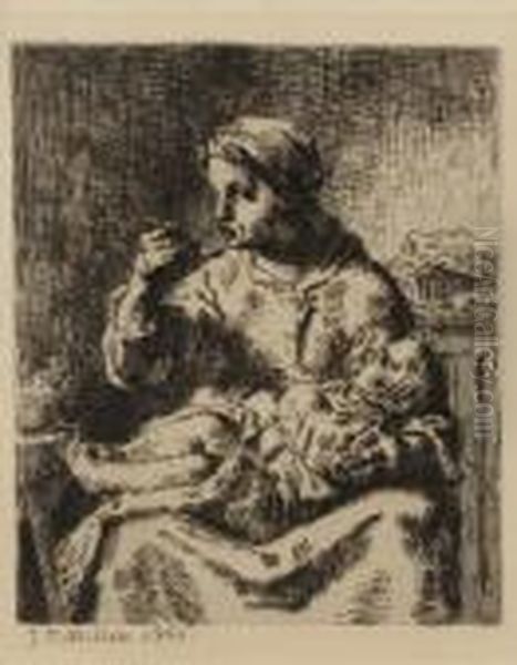 La Bouille Oil Painting by Jean-Francois Millet