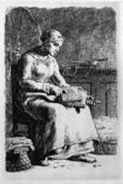 La Cardeuse Oil Painting by Jean-Francois Millet