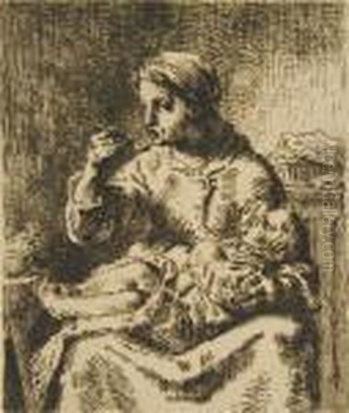 La Bouille Oil Painting by Jean-Francois Millet