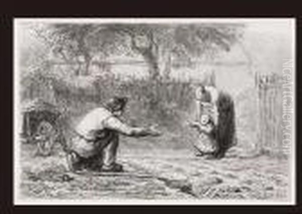 Les Premieres Pas Oil Painting by Jean-Francois Millet