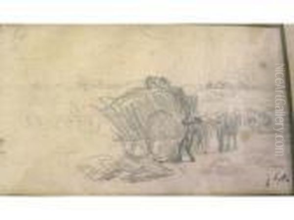 Donkey And Cart Oil Painting by Jean-Francois Millet