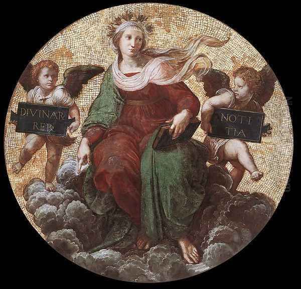 The Stanza della Segnatura Ceiling: Theology Oil Painting by Raphael