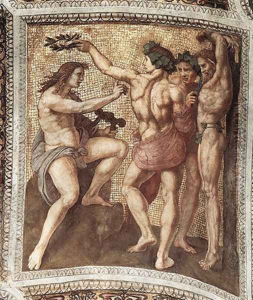 The Stanza della Segnatura Ceiling: Apollo and Marsyas Oil Painting by Raphael