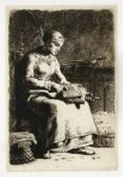 La Cardeuse Oil Painting by Jean-Francois Millet