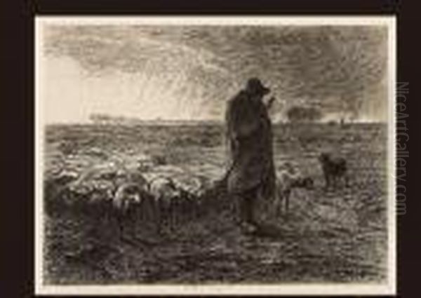 Sheep On The Way Back Oil Painting by Jean-Francois Millet