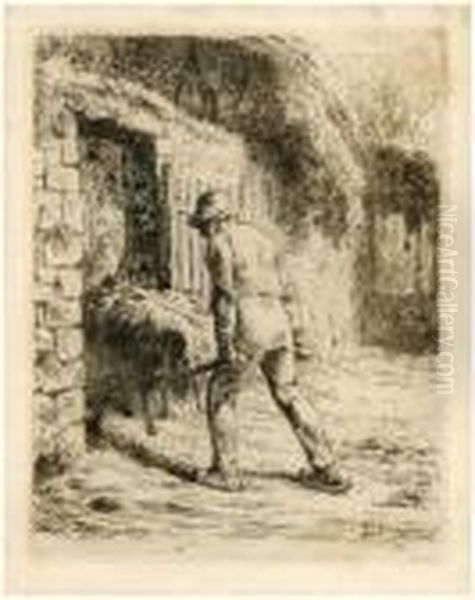 Le Paysan Rentrant Du Fumier Oil Painting by Jean-Francois Millet