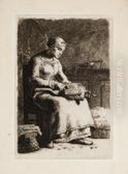 La Cardeuse Oil Painting by Jean-Francois Millet