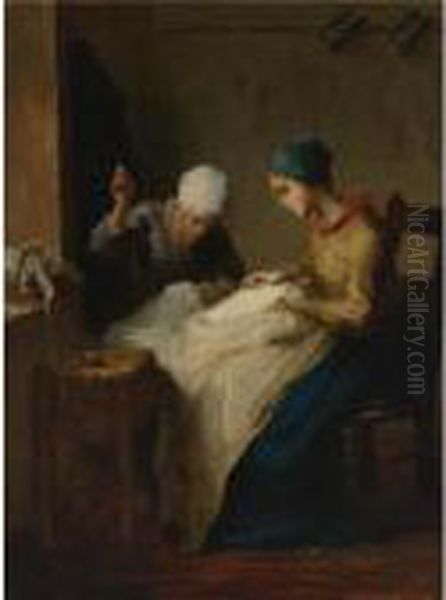 The Young Seamstresses Oil Painting by Jean-Francois Millet