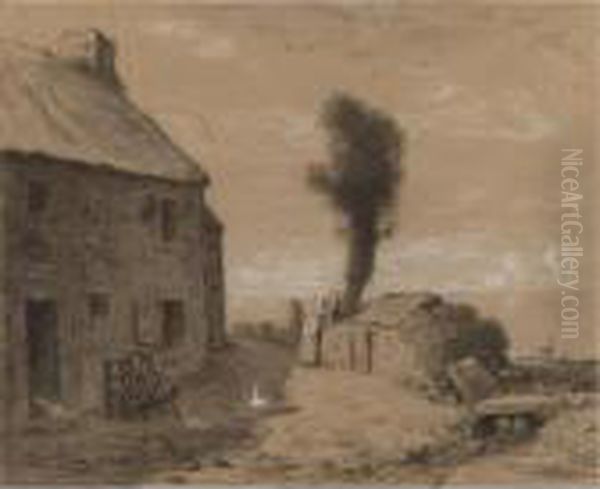 End Of The Hamlet Of Gruchy Oil Painting by Jean-Francois Millet