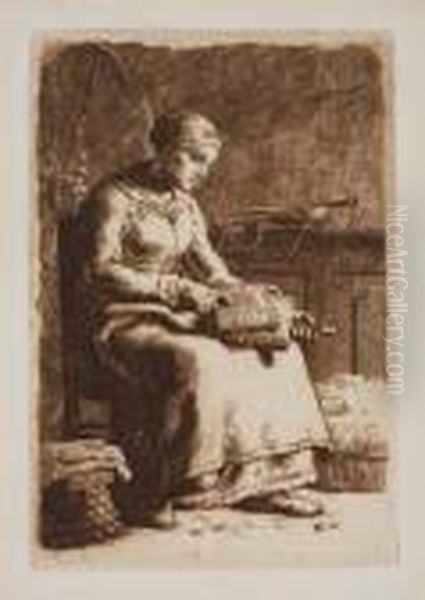 La Cardeuse Oil Painting by Jean-Francois Millet