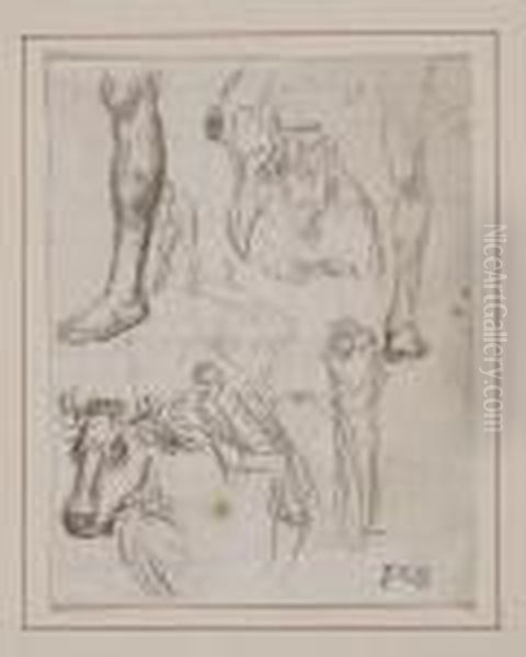 Croquis De Jambes Oil Painting by Jean-Francois Millet