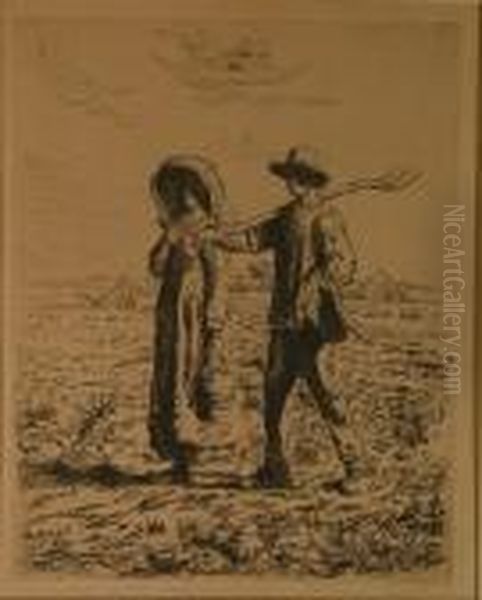 Le Depart Pour Le Travail Oil Painting by Jean-Francois Millet