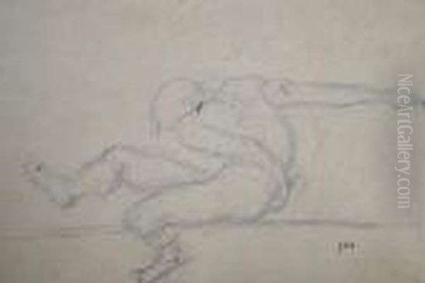 Study Of Nude Male Oil Painting by Jean-Francois Millet