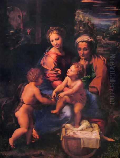 The holy family 2 Oil Painting by Raphael