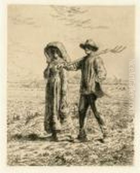 Depart Pour Le Travail Oil Painting by Jean-Francois Millet