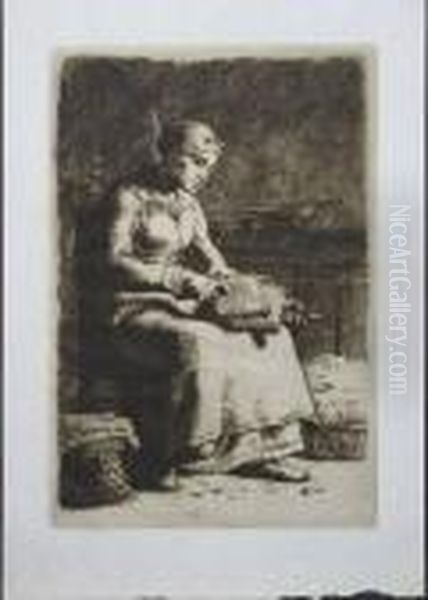 La Cardeuse Oil Painting by Jean-Francois Millet