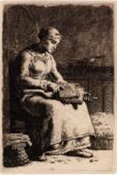 La Cardeuse Oil Painting by Jean-Francois Millet