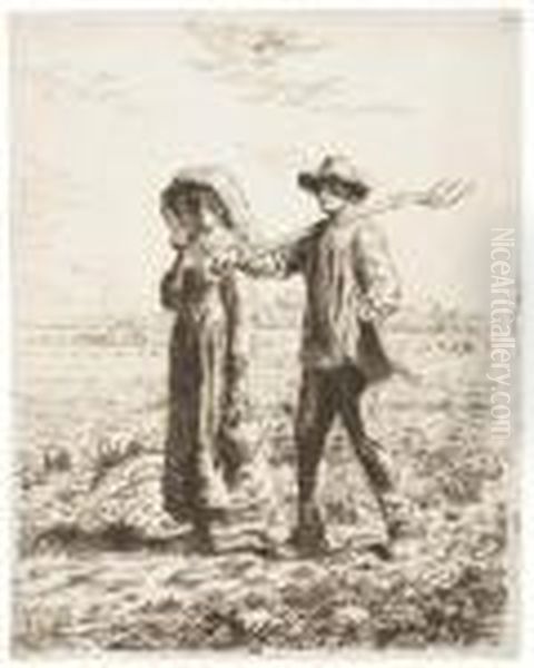 Untitled Oil Painting by Jean-Francois Millet