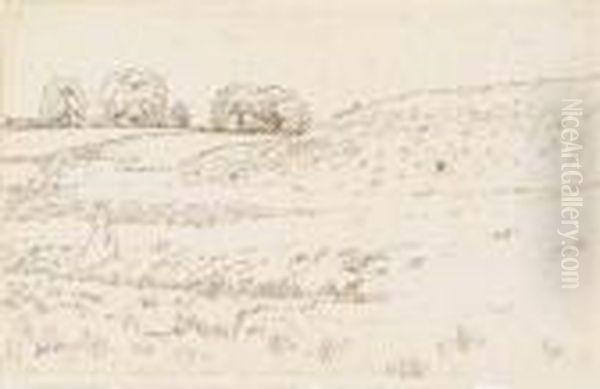 Un Paysage Vallonne Avec Une Figure Au Premier Plan Oil Painting by Jean-Francois Millet