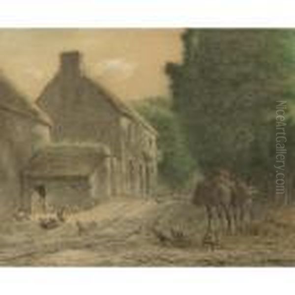 Farm House At Gruchy Oil Painting by Jean-Francois Millet