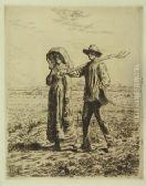 Depart Pour Le Travail Oil Painting by Jean-Francois Millet