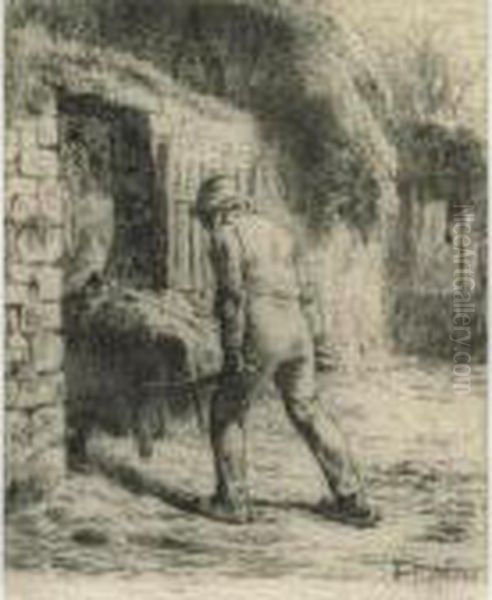 Le Paysan Rentrant Du Fumier (delteil 11) Oil Painting by Jean-Francois Millet