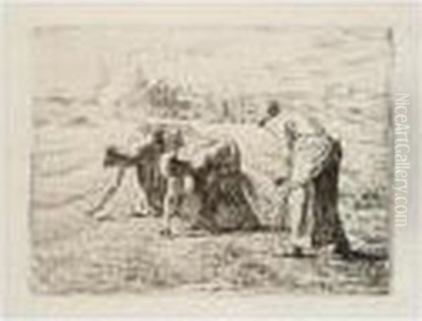 Les Glaneuses (melot M.12; Delteil 12) Oil Painting by Jean-Francois Millet