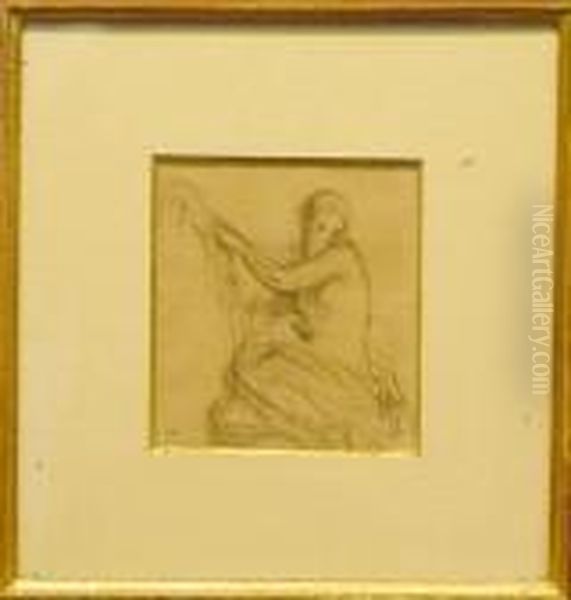 Draped Nude [recto] And Partial Figure Study: A Double-sidedwork Oil Painting by Jean-Francois Millet