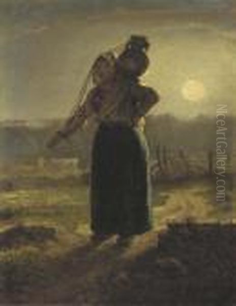 Norman Milkmaid (laitiere Normande) Oil Painting by Jean-Francois Millet