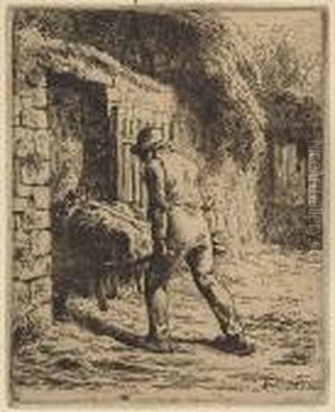 Le Paysan Retrant Du Fumier Oil Painting by Jean-Francois Millet