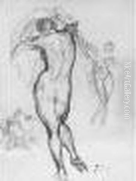 Etude De Femme Nue Et Croquis Oil Painting by Jean-Francois Millet