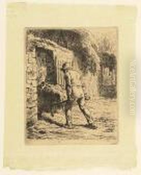 Le Paysan Rentrant Du Fumier<</b> Oil Painting by Jean-Francois Millet