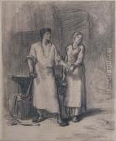 La Fiancee Du Forgeron Oil Painting by Jean-Francois Millet