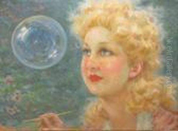 La Bulle De Savon Oil Painting by Maurice Milliere