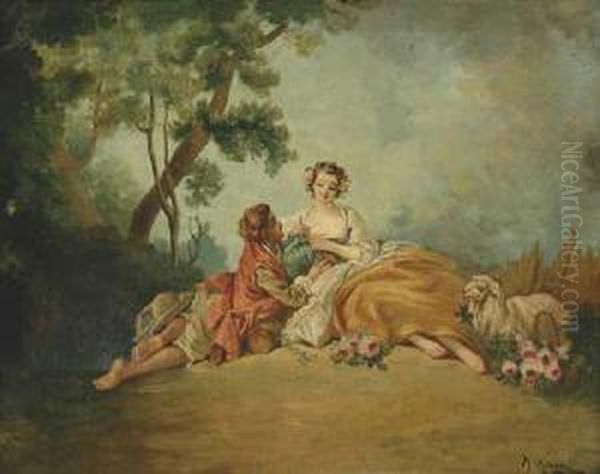 Ashepherd And His Lady Oil Painting by Maurice Milliere