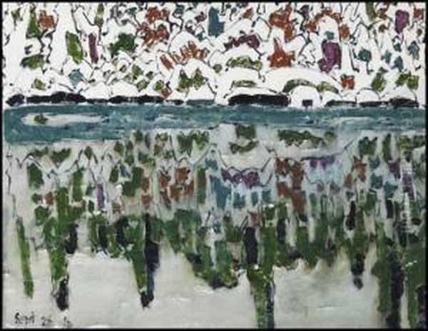 Reflections I, Boston Corners, Ny / Slate Hill And Green Fields(verso) by David Brown Milne