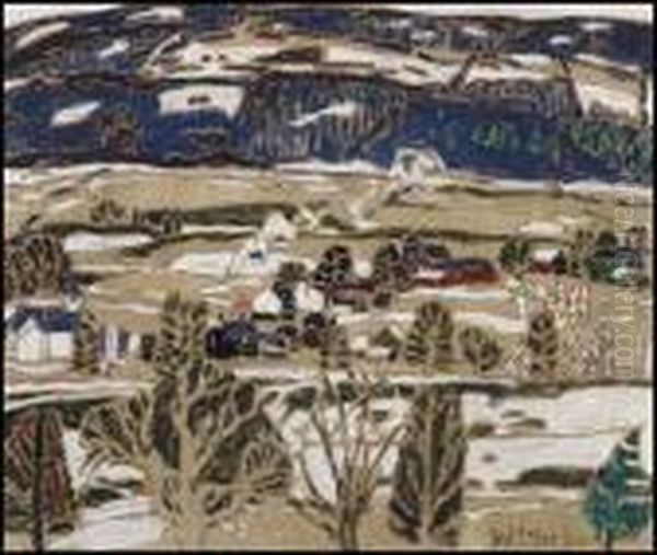 Snow Patches, Boston Corners, Ny Oil Painting by David Brown Milne