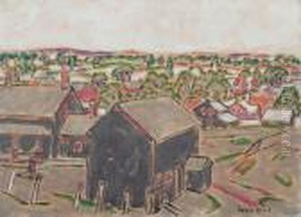 Grey Village Oil Painting by David Brown Milne