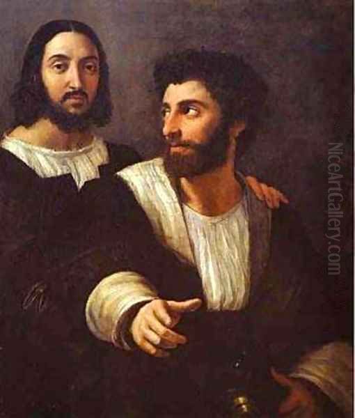 Self Portrait With A Friend 1517-1519 Oil Painting by Raphael