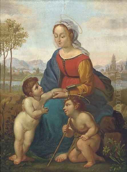 La Belle Jardiniere The Madonna and Child with the Infant Saint John the Baptist Oil Painting by Raphael