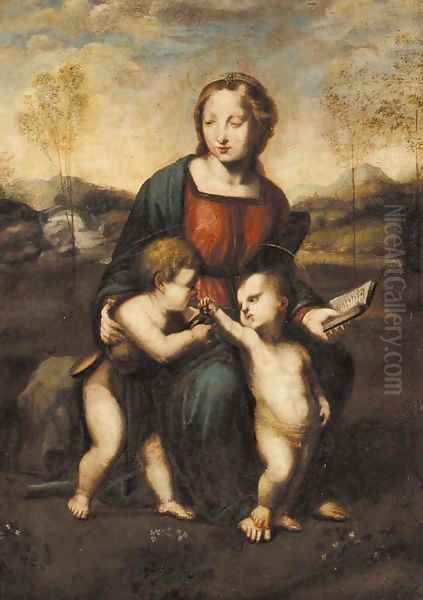 Madonna and Child with the infant St. John Oil Painting by Raphael