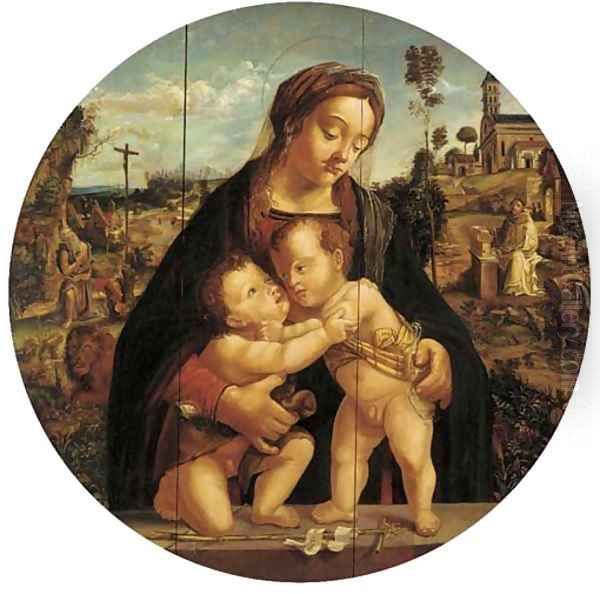 Madonna and Child with the infant Saint John the Baptist Oil Painting by Raphael