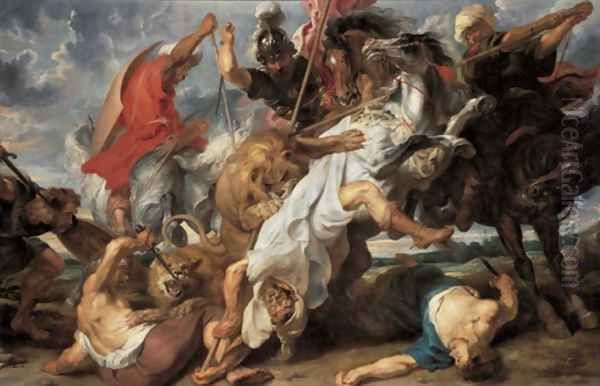 Lion Hunt c. 1621 Oil Painting by Peter Paul Rubens