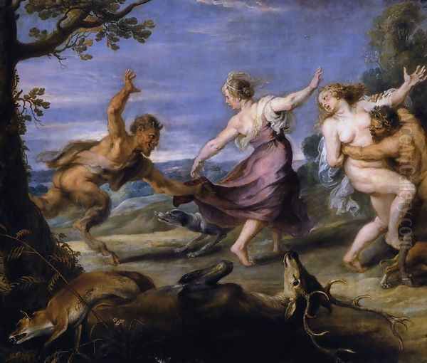 Diana and her Nymphs Surprised by the Fauns (detail-1) 1638-40 Oil Painting by Peter Paul Rubens