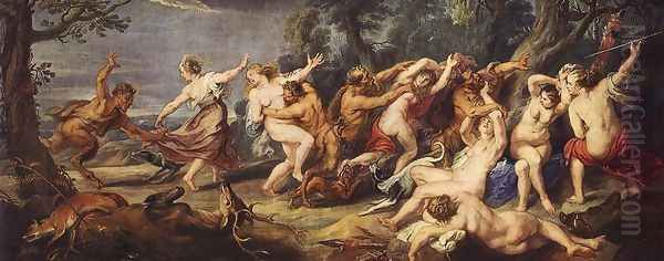 Diana and her Nymphs Surprised by the Fauns 1638-40 Oil Painting by Peter Paul Rubens