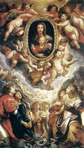 Madonna Adored by Angels (Madonna della Vallicella) 1608 Oil Painting by Peter Paul Rubens