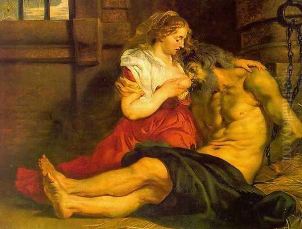 Roman Charity 1612 Oil Painting by Peter Paul Rubens