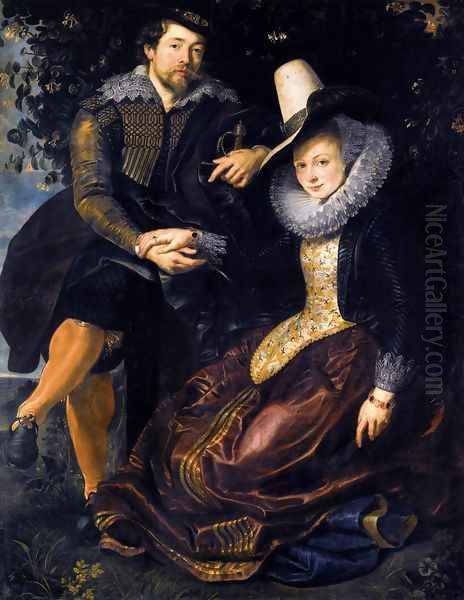 The Artist and His First Wife, Isabella Brant, in the Honeysuckle Bower 1609-10 Oil Painting by Peter Paul Rubens